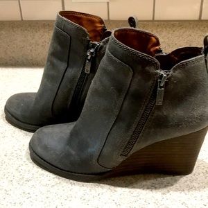 Lucky Brand leather wedge booties